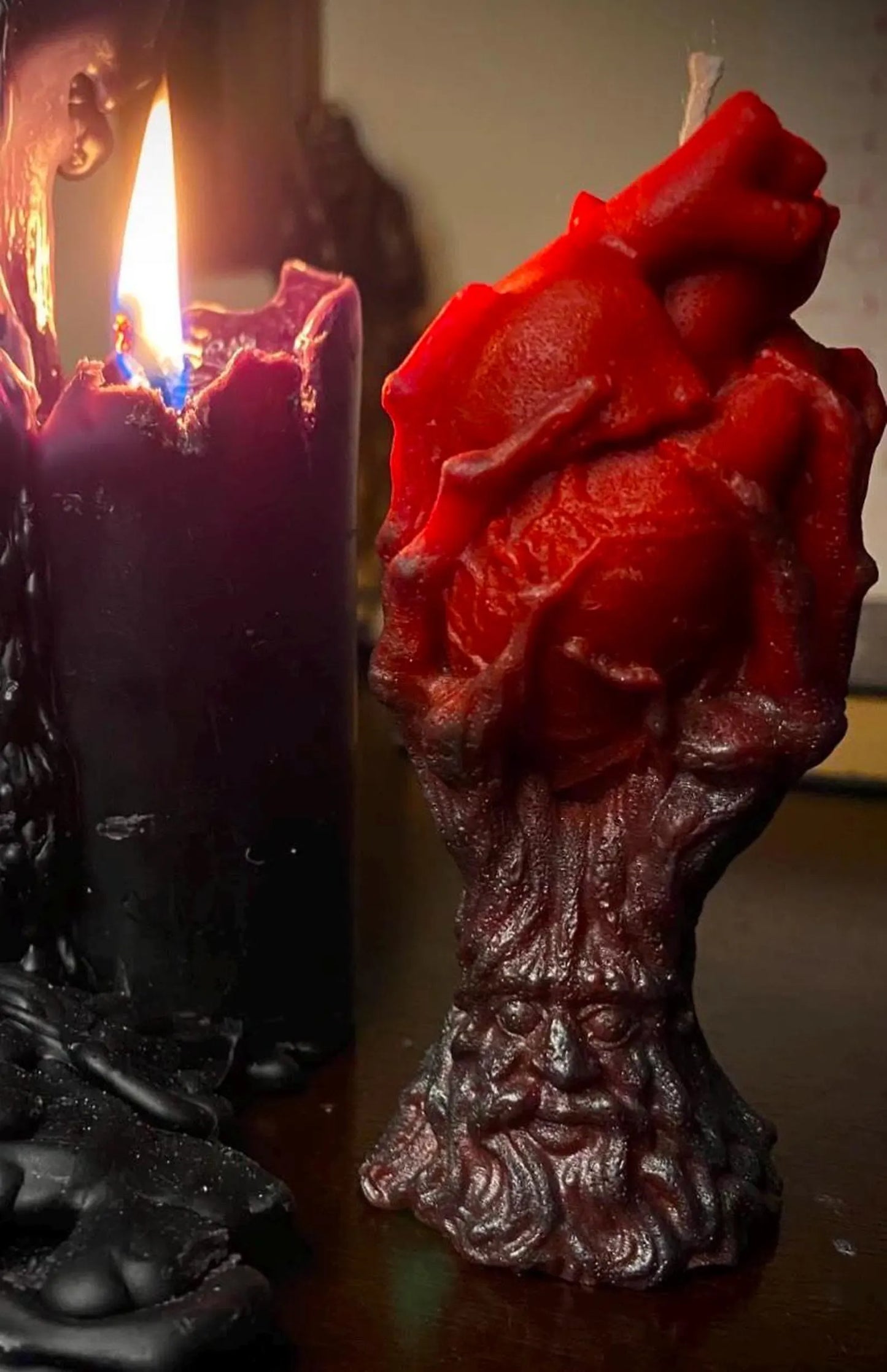 Anatomical Heart in Hand Sculpted Candle