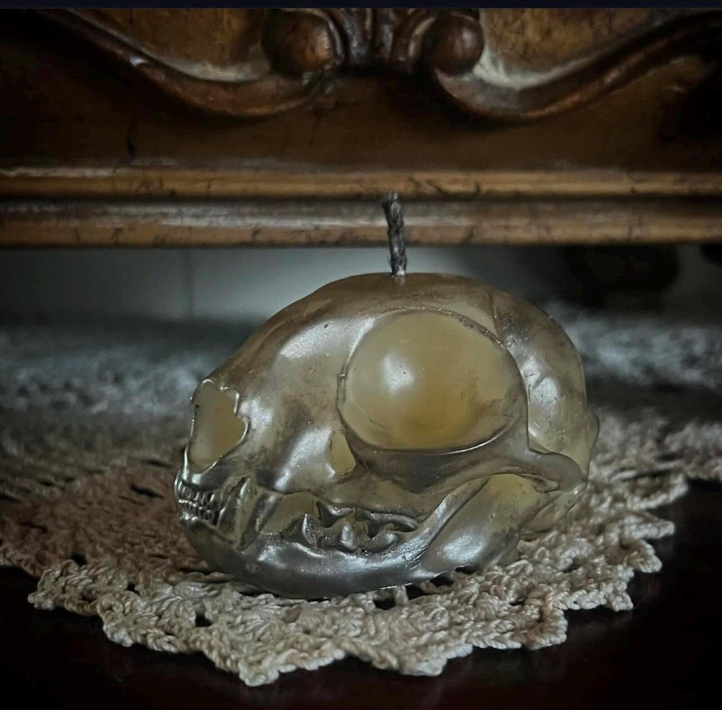 Cat Skull Sculpted Candle