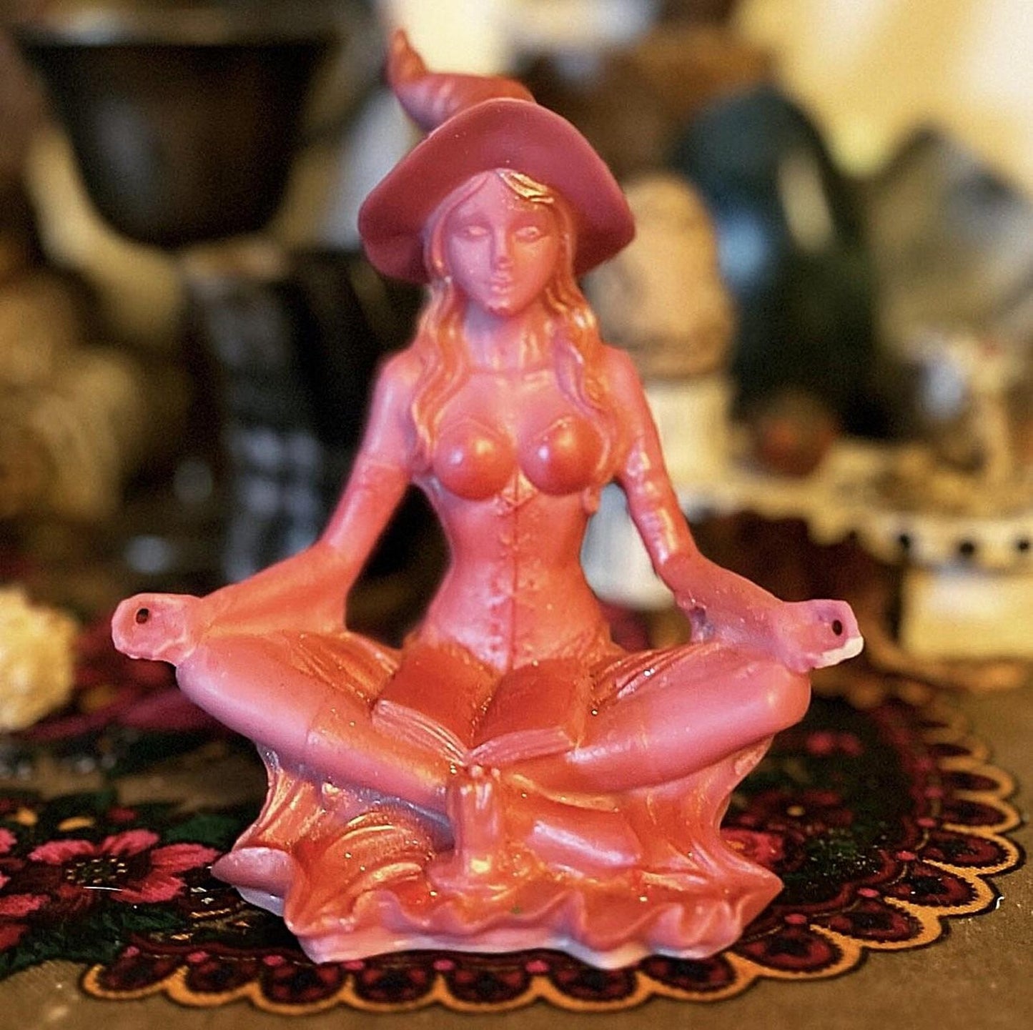Meditating Witch Sculpted Candle