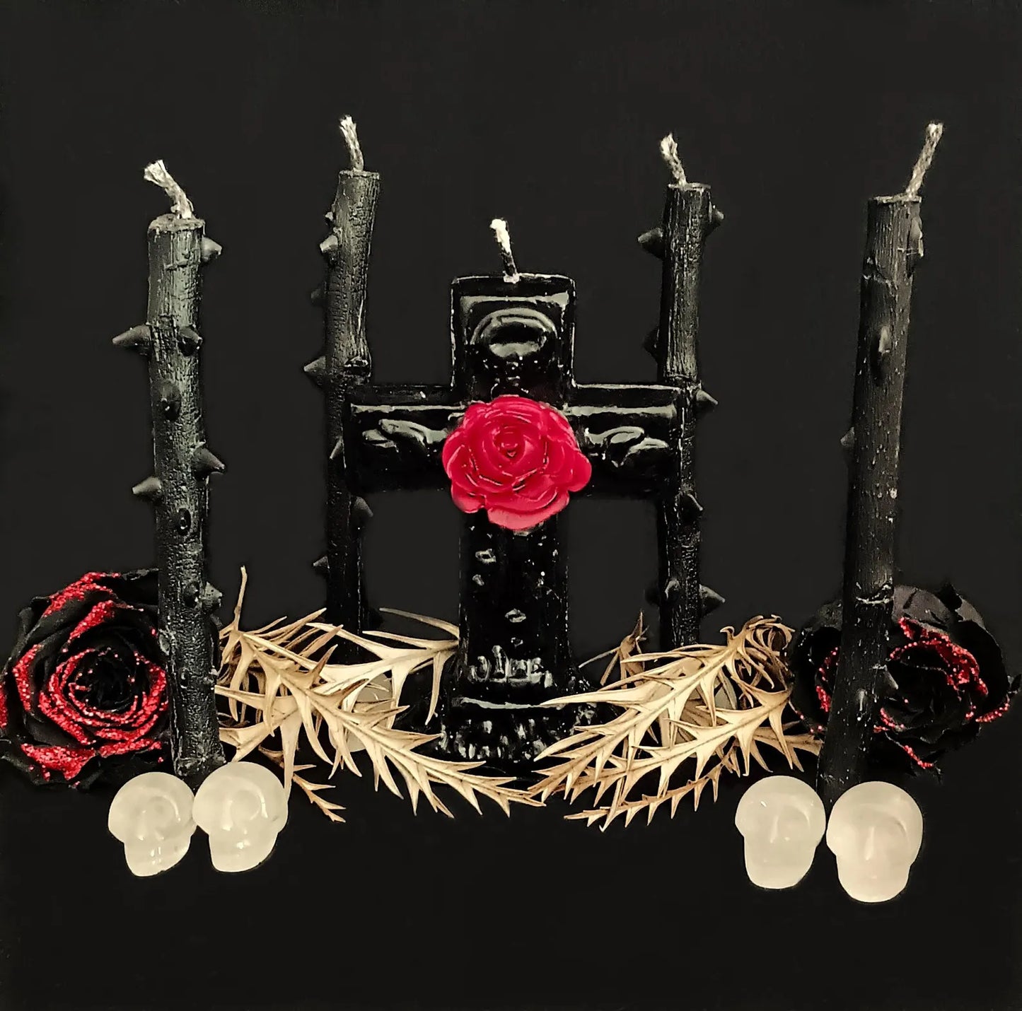 Protective Rose Thorn Sculpted Chime Candles