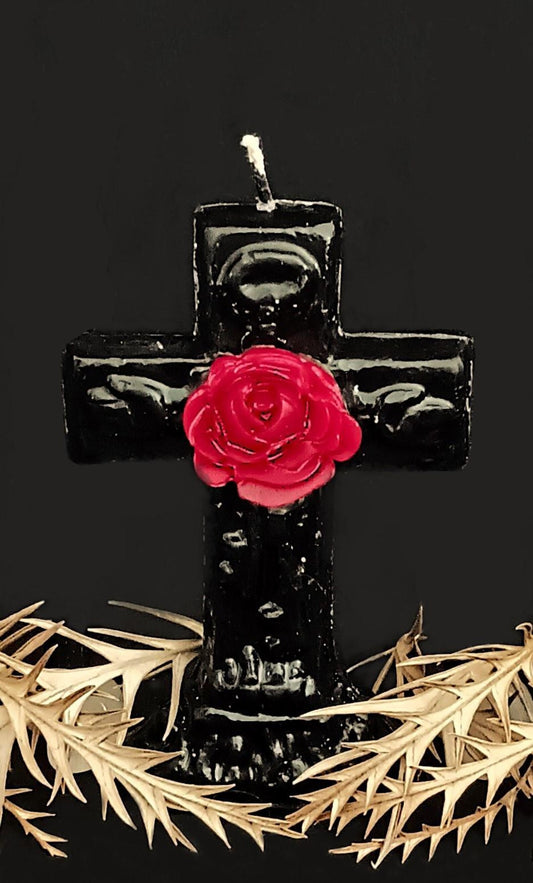 Rosey Cross Sculpted Candle